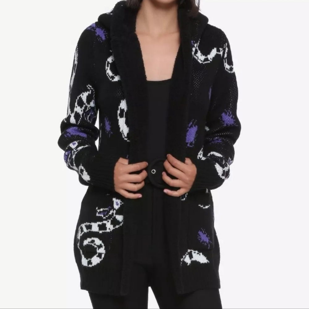 Beetlejuice Sandworms Sherpa Open Cardigan